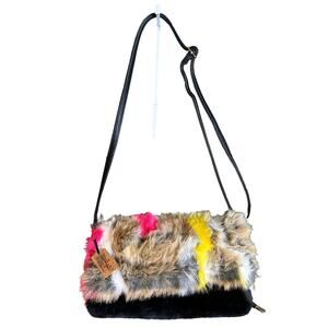 Hello 3 AM Bam Forever Multicolor Fur Crossbody Bag NWT